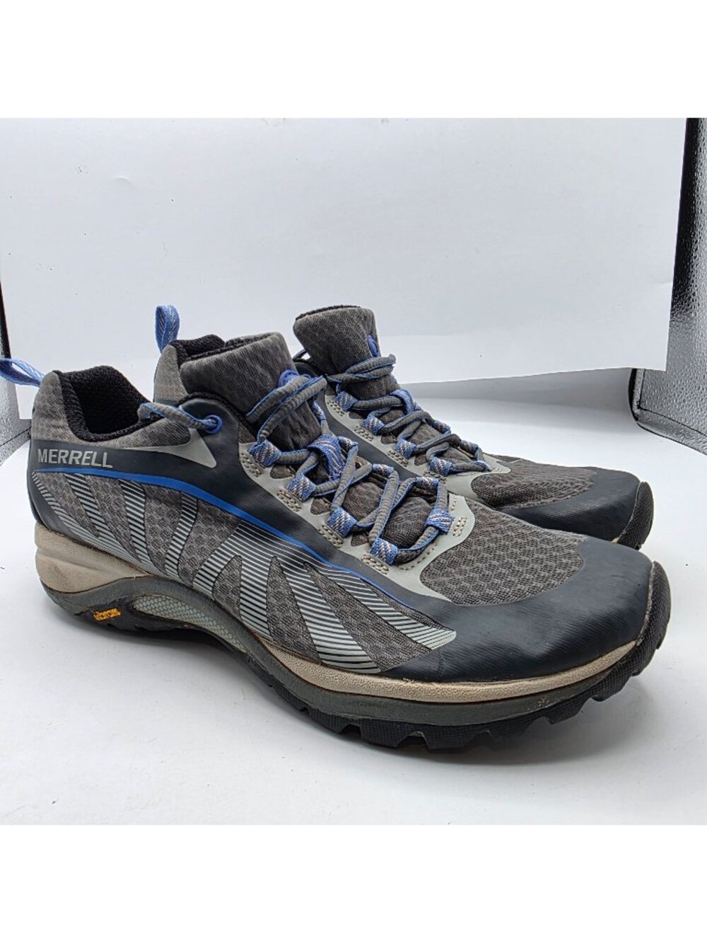 Merrell Siren Edge Womens Size 8 Gray Blue Hiking Shoes Vibram Athletic Camping